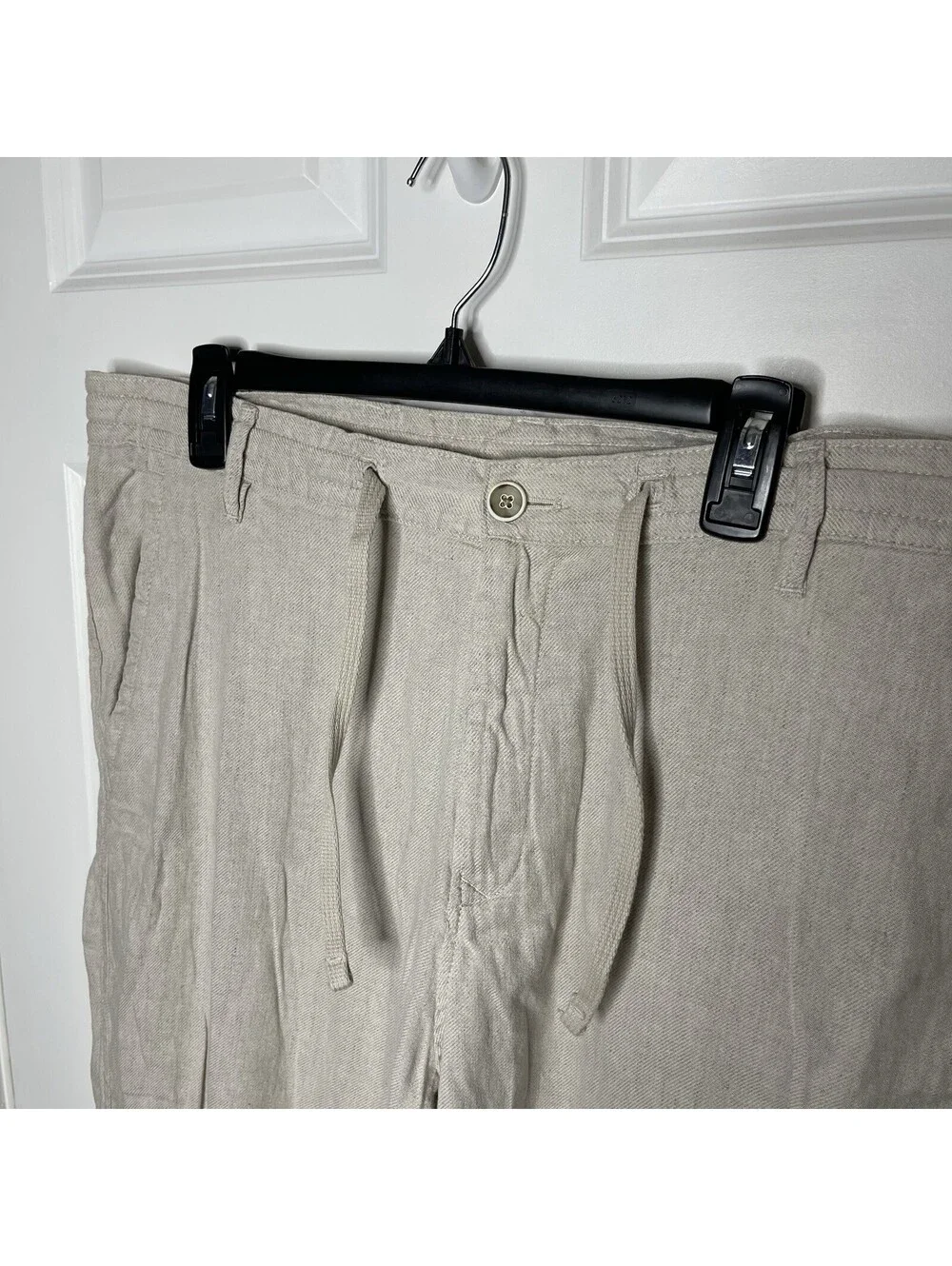 ZARA Beige Linen Jogger Pants Mens US 36 Relaxed Tapered Drawstring Button